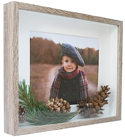 BD ART Box 3D 28x35 Objektrahmen Bilderrahmen mit Passepartout 20x25 cm, um befüllen, tiefer für objekte, suvenirs 3 cm, für Wandbehang oder Desktop Eiche Trüffe