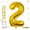 Smlpuame 102cm Folienballon Zahlen Luftballon 0-9 Geburtstag Golden Große 2 Ballons für Geburtstagsfeier Feierdekorationen, Heliumfolien Zahlenballons für Hochzeitstag
