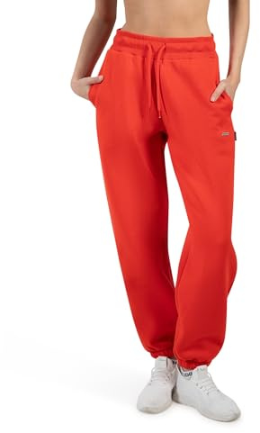 SMILODOX Jogginghose Damen Lyanna, Oversize Sweatpants mit Taschen, Kordelzug am Bund, Metalllabel auf dem Oberschenkel, weichem Material, Bequeme Freizeithose für Sport, Streetstyle und Alltag