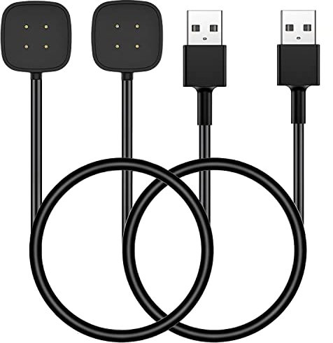 YANZHI Caricabatterie per Fitbit Versa 4 / Sense/Versa 3 / Sense 2 (confezione da 2 / 1,9 m di ricambio Fitbit Versa & Sense Smart Watch Charger Dock Stand cavo di ricarica, potente magnete