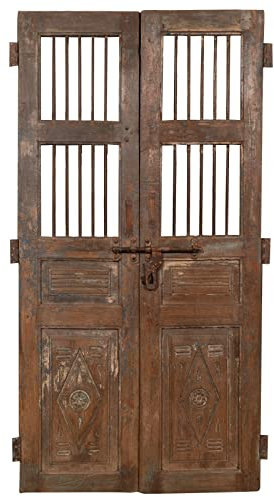 Biscottini Porte Interne Legno Anta Doppia L97XPR6XH194 cm | Porta da Interno e da Esterno | Porta in Legno in Stile Antico