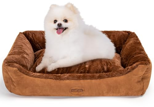 Nobleza Orthopädisches Hundebett Kleine Hunde, Hundekissen Flauschig und Weich, Hundekorb Waschbar Welpen, Hundesofa rutschfest, Hundecouch, Dunkelbraun, M, 75x50x20CM