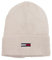 Tommy Jeans Damen TJW Elongated Flag Beanie AW0AW16102 Hüte, Beige, OS