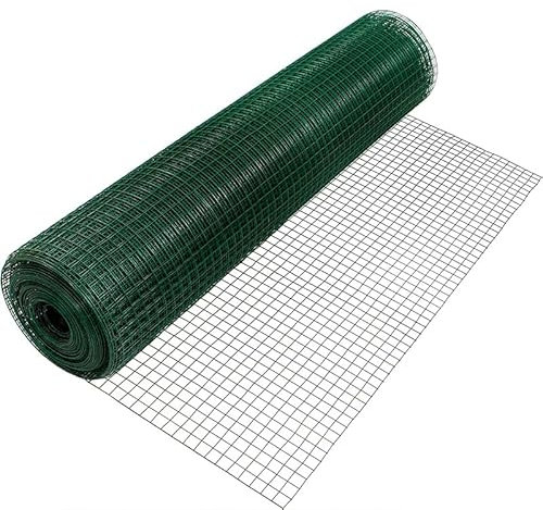Virsus Rete Metallica Plastificata VERDE 7733, Misura 1x10 Mt, Maglia Quadrata 12,7x12,7 mm, Spessore Filo 1mm, Rete Protettiva Elettro Saldata per Voliera, Gabbia per Animali, Recinzione Giardino