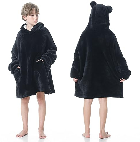 MOKANI ÜBergroßE Hoodie Decke Kinder mit äRmel Tragbare Kapuzenpullover, Super Weich Warmes Bequeme Sweatshirt mit Tasche füR Junge MäDchen