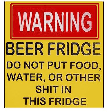pulunto Warning Beer Fridge Magnet Funny Beer Magnet Stickers Fridge Warning Sign Novelty Refrigerator Magnets DO NOT Put Food, Water, OR Other Shit in This Fridge, Home Bar Decorations