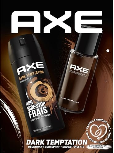AXE - Coffret Dark Temptation - Une eau de toilette de 100ml et un déodorant bodyspray de 200ml - Parfum frais de chocolat gourmand pendant 48h
