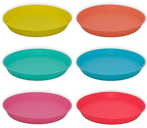 MIJOMA Campinggeschirr-Set, mehrweg, wiederverwendbar, leicht, mikrowellen- und spülmaschinenfest, ideal für Wohnmobil, Reise, Camper, Party, Picknick und Outdoor-Einsatz, Bunt (Teller 6-teilig)