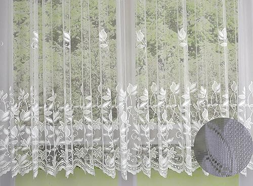 Clever-Kauf-24 Fertiggardine Edel Jacquard Universalband versch. Größen Vorhang Gardine weiß BxH 450x125cm