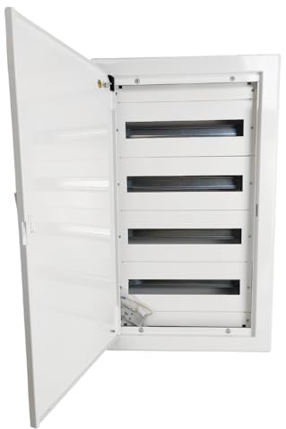 Doktorvolt Verteilerkasten Unterputz Verteiler Sicherungskasten Verteilerschrank Gehäuse aus Metall Unterputzverteiler 72 Module 4-reihig mit Tür Weiß IP30 IK07 für Installation im Haus