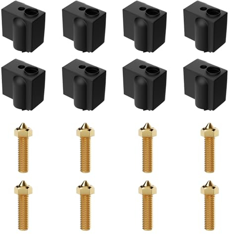 8er-Set 0,4mm Messingdüsen for Anycubic Vyper und Kobra Max-FDM 3D Drucker | 3D-Druckerdüsen mit Silikonhülle für den Heizblock, hochtemperaturbeständiger Hotend-Extruder, einfache Installation