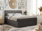 MKS MEBLE Boxspringbett 200x200 mit 2 Bettkästen, Polsterbett 200x200 mit Matratze H4 Topper, Boxspringbett 200x200, Polsterbett 200x200, Bett 200x200 mit Kopfteil - Dunkelgrau Kunstleder - H4 - Ally