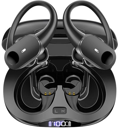 ByElekt Cuffie Bluetooth Sport, Auricolari Bluetooth 5.3 con Mic Stereo, Cuffie Wireless con Ricarica Rapida USB-C, Cuffiette Sportivi Doppio Display LED IP7 Impermeabili, Cuffie Senza Fili 120H