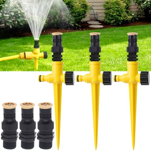 Aspersor de césped, 3 unidades, sistema de aspersión de agua giratorio de 360 grados, riego automático, aspersor de jardín, multifunción, ajustable para jardín, césped, plantas