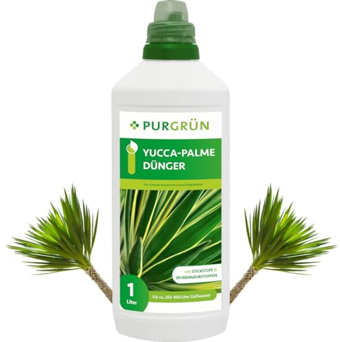 Purgrün® Yuccapalme-Dünger 1 Liter – Schnelles Wachstum dank Stickstoff – Premium-Flüssigdünger mit Spurennährstoffen – Stärkt die Widerstandskraft – Ergiebiges Konzentrat für 400 Liter Gießwasser