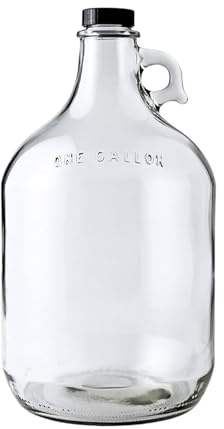 ANZAGA Glass Water Bottle Includes 38 mm Cap, 1 gallon Capacity, Clear