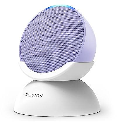 Echo Pop | Altavoz inteligente Bluetooth con Alexa de sonido potente y compacto, Lavanda + base con batería Made for Amazon para Echo Pop, Blanco glaciar
