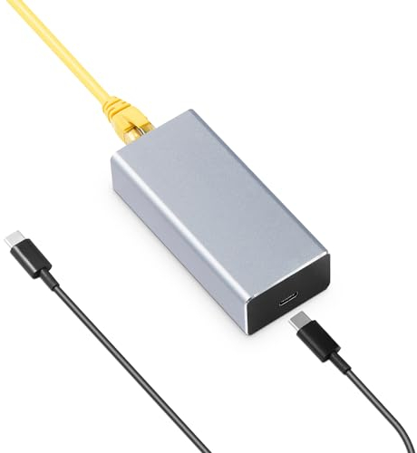 MokerLink Convertidor PoE a Tipo-C, salida USB C 5V/3A o 9V/2.22A con Ethernet, IEEE802.3af/at 10/100Mbps PoE In, PD Charging y red cableada para tablet/smartphone/ordenador portátil