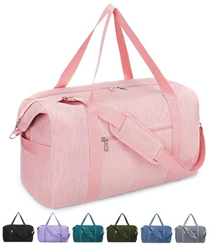 Narwey Damen Reisetasche Handgepäck Groß Weekender Handgepäck Tasche für Flugzeug Sporttasche Damen Handgepäck Koffer 40L(Pink)