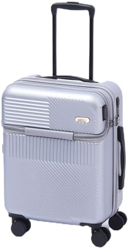 50,8 cm große Vordertasche mit Universalrad, intelligentes Aufladen, USB-Anschluss, Reisekoffer für Damen und Herren (Silber)