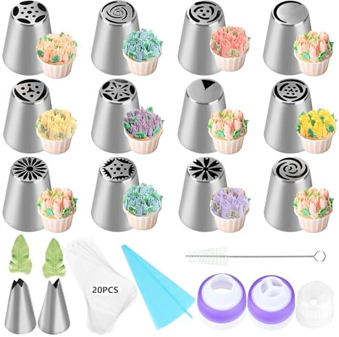 Spritztüllen2, 39 Pcs Patisserie Accessoire Kit, Douille Patisserie Poches, Le kit de poche à douille, Accessoire et Ustensiles à Pâtisserie, pour décorer gâteaux