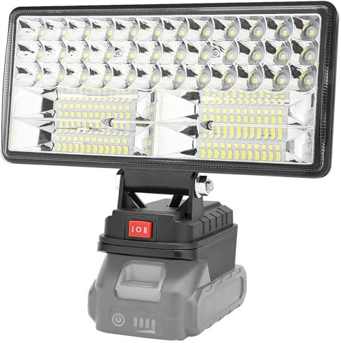 Radikor Lampada a Batteria per Makita 18V, 8 pollici 50W Lampada da Lavoro a LED Proiettore Portatile Lampada da cantiere, 2 Impostazioni di Luminosità, 2 Ricarica USB (senza batteria)