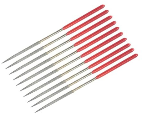 Reinscer Juego de 10 limas redondas de diamante de 3 mm x 140 mm, redondas, para pulir metal y cristal