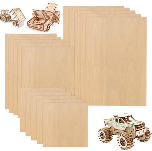 Basswood Sheets, 15PCS Thin Plywood Boards 20 * 10 * 0.2CM Unfinished Balsa Wood Boards for Home Decoration, DIY Crafts Projects, Woodcraft Model, Painting and Engraving