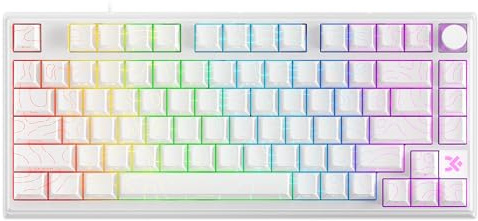 MOLGRIA x SKYLOONG 75% Gaming Keyboard, GK75 HE USB Wired Magnetic-Switch Mechanical Keyboard with Cherry Profile Double-Shot PBT Keycaps, South-Facing RGB Backlit and Knob(White Horizon Line)