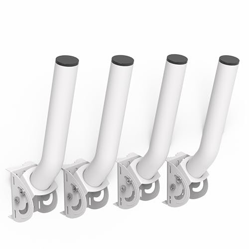 Mástil de Antena Universal para Antena de TV, satélite, Radio y WiFi, Soporte Ajustable y Soporte de Pared (Blanco - Pack de Cuatro)