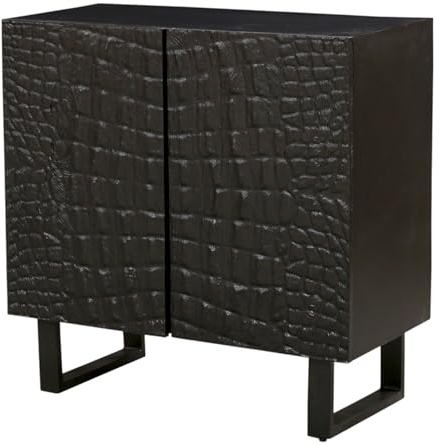 Marrakesch Modern Deko Kommode mit Türen aus Holz & Metallbeine 91cm | Art Déco kleines Sideboard Komode Adriaen für stilvolle Aufbewahrung & Boho Dekoration im Wohnzimmer & Schlafzimmer