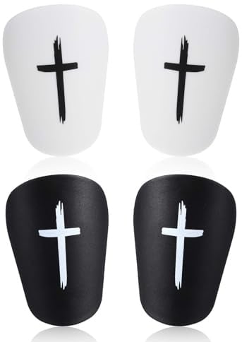 2 Paar Mini Schienbeinschoner, Schienbeinschoner Klein 8 x 5 cm mit Kreuz Schutz, Verstellbar & Bequem für Training & Wettkampf, Ideal für Kinder und Erwachsene