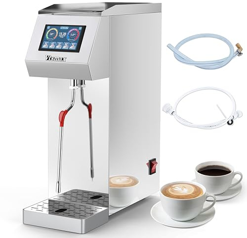 Commercial Milk Frother and Steamer 2000W, 6 Temp Settings, Silver