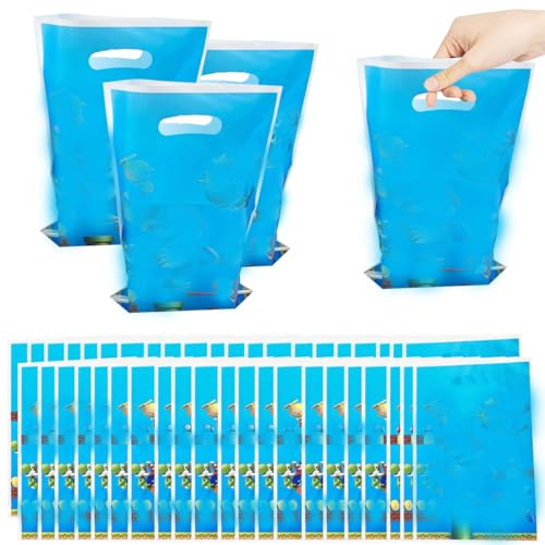 50 Pezzi Sacchetto per Caramella, Mario Sacchettini Compleanno Bambini, Sacchetti Regalo,Borsa di Regalo per Feste di Compleanno di Natale, Feste a Tema 25 x 16 cm