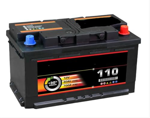 110 Car Battery 12V 80Ah 700A CCA Type 110 Replacement Starter Battery for Passenger Cars & Light Vans, 315 x 175 x 175mm, Vehicle Engine Battery