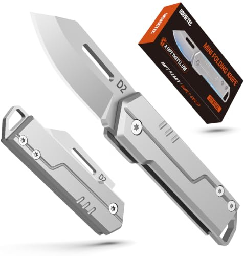 Folding Knife, Cool Dad Birthday Gifts for Men, Compact D2 Steel Edge Utility Tool, CNC Steel Handle, Lanyard Hole, Lightweight EDC Gadgets for Home, DIY, Camping, Hiking, Outdoor