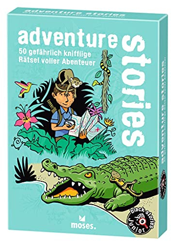 moses Black Stories junior - Adventure Stories: 50 gefährlich knifflige Rätsel voller Abenteuer, 9,4 cm x 13,3 cm