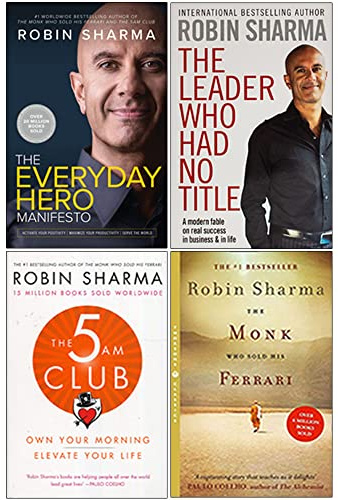 Robin Sharma 4 Books Collection Set (The Everyday Hero Manifesto, The Leader Who Had No Title, The 5 AM Club, The Monk Who Sold his Ferrari )