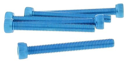 Schraubensatz 6 Stück Innensechskant Alu blau - M5x45 | Innensechskant, 6 Stück zur Befestigung von Verkleidungsteilen oder Trittbrettern