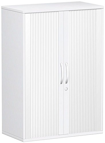 Gera Möbel Schranksystem Flex Querrollladenschrank, Holzdekor, Silber/weiß, 80 x 42.5 x 118.2 cm