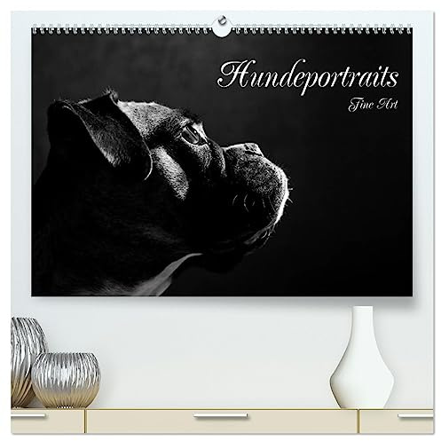 Hundeportraits Fine Art (hochwertiger Premium Wandkalender 2026 DIN A2 quer), Kunstdruck in Hochglanz: Hundeportraits in schwarz/weiß (CALVENDO Tiere)