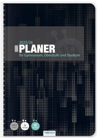 TRÖTSCH - Gymnasialplaner Dark 25/26: Planer Schülerkalender Hausaufgabenheft Timer für die Oberstufe