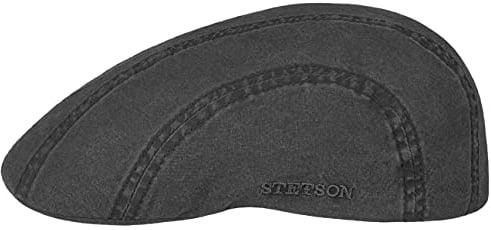 Stetson Madison Delave Flatcap Damen/Herren - Nachhaltige Cap - Hochwertige Bio-Baumwolle - Unifarbene Kappe mit UV-Schutz - Leichte Freizeitcap mit Futterband - Frühjahr/Sommer schwarz L (58-59 cm)