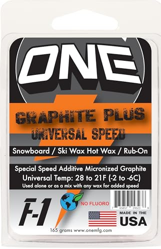 One-Wax - F1 Graphite Plus Additive 165g – Hot Wax/Rub-On Universal Speed Conditions Formula Snowboard/Ski/Nordic - Anti-Friction Performance, FAST + Durable- Our Factory Made USA-No Fluoro