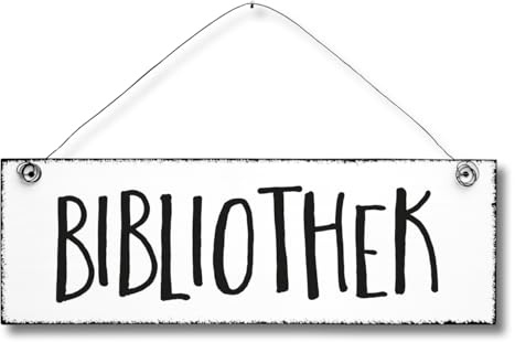Bibliothek - Bücher Türschild Dekoschild Wandschild Holz Deko Schild 10x30cm Holzdeko Holzbild Deko Schild Geschenk Mitbringsel Geburtstag Hochzeit Weihnachten