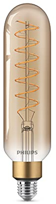 Philips LED Giant Gold Dimmable Tubular Light Bulb [E27 Edison Screw] 6.5W - 40W Equivalent, Flame 2000K.