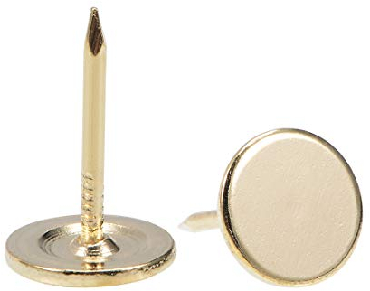sourcing map 150 Stück Polsternägel, flacher Kopf 11mmx17mm Möbelnägel,Reißnägel für Möbel, Sofa Kopfteile Gold