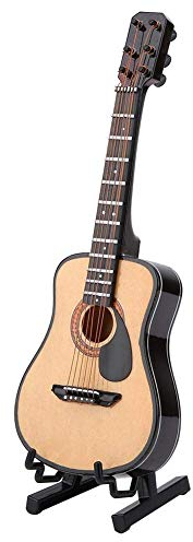 Garosa Miniatur Holz Gitarre Puppenhaus Modell Display mit Stand für Musikinstrument Zubehör Handwerk Ornamente Wohnkultur #02