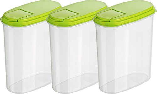 MiraHome Schüttdose für Müsli 2L 3er Set Grün – Vorratsdosen mit Deckel luftdicht – Frischhaltedosen mit Deckel – Aufbewahrungsbox Küche für Mealprep & Organisation