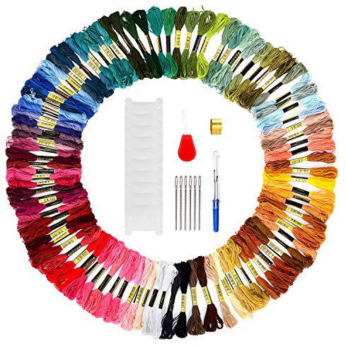 OPTIAG Stickgarn Freundschaftsbänder,Embroidery Floss,100 Stickgarn Set Weicher Baumwolle perfekt für Freundschaftsbänder, Stickerei, Kreuzstich